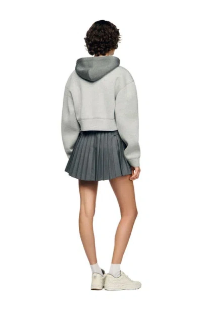 Sandro Hooded Sweatshirt Jacket In Gray