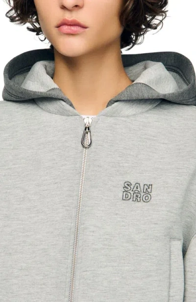 Sandro Hooded Sweatshirt Jacket In Gray