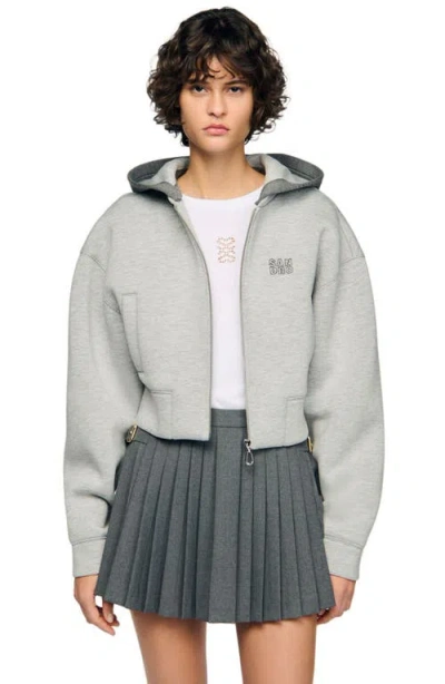 Sandro Hooded Sweatshirt Jacket In Gray