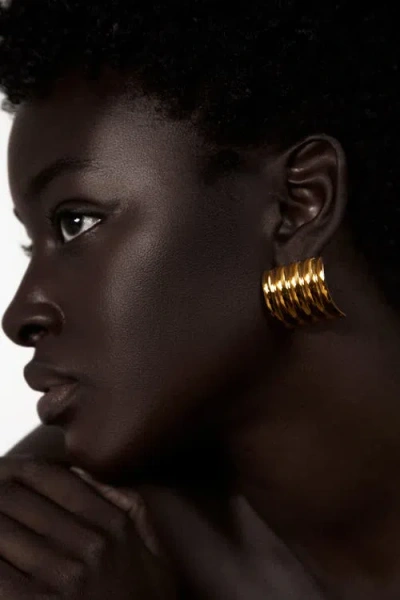 Kellery Dazzle Dream Tile Shaped Statement Earrings In Gold