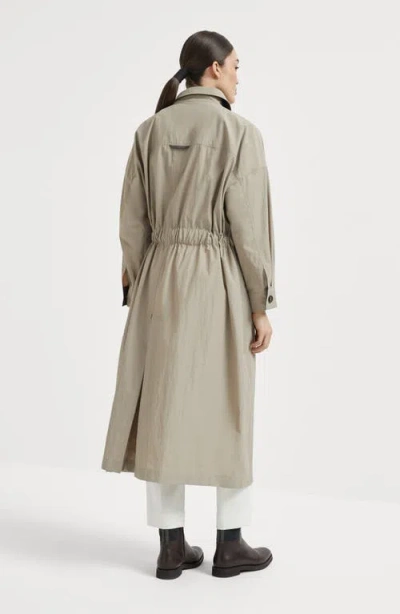 Brunello Cucinelli Water-resistant Fabric Trench Coat In Gray