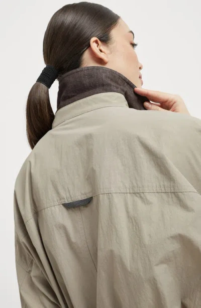 Brunello Cucinelli Water-resistant Fabric Trench Coat In Gray