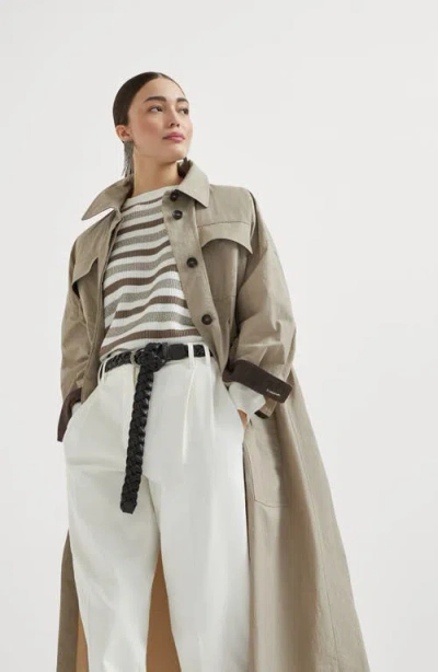 Brunello Cucinelli Water-resistant Fabric Trench Coat In Gray