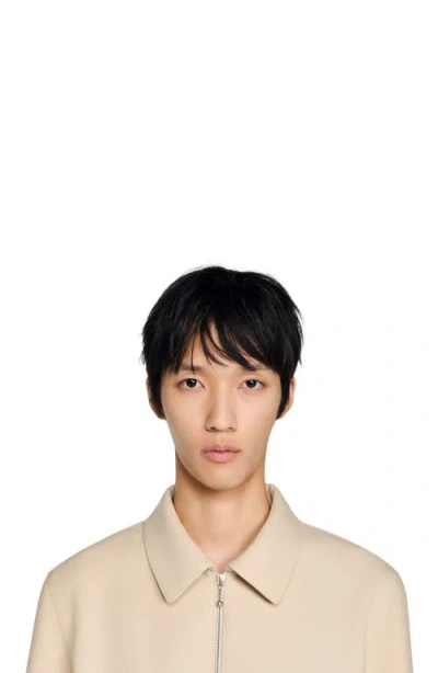 Sandro Zip-up Jacket In Neutral