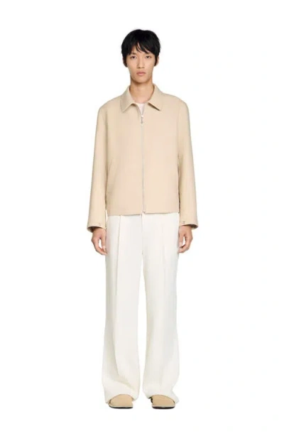 Sandro Zip-up Jacket In Neutral