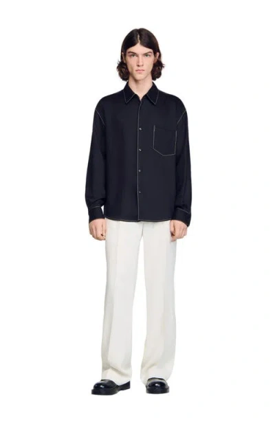 Sandro Loose-fit Shirt In Blue