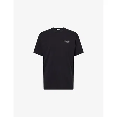 Givenchy Black Crewneck T-shirt With Logo Patch On The Front In Cotton Man