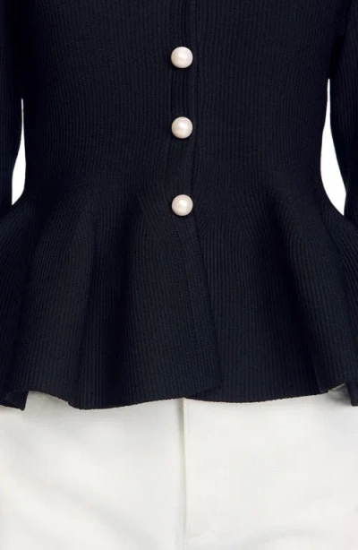 Sandro Womens Black Peplum Button-down Knitted Cardigan