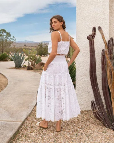 Change Of Scenery Dani Eyelet Embroidered Bubble Crop Top In White