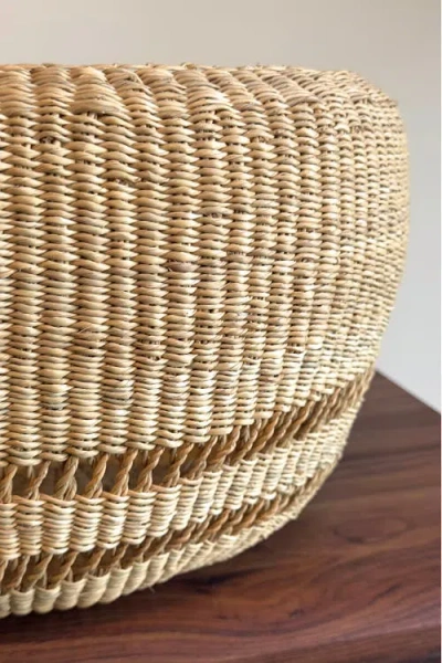 Mbare Handwoven 1 String Round Planter Basket In Brown