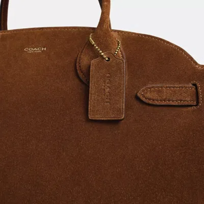 Coach Empire 40 Soft Suede Carryall Crossbody Bag In Brown