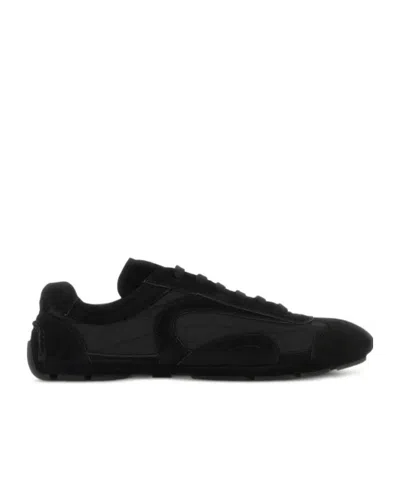 Prada Black Suede And Re Nylon Montecarlo Re Edition 2005 Sneakers In Multi