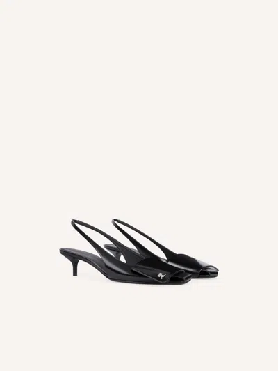 Courrèges 45mm Fold Leather Slingback Pumps In Black