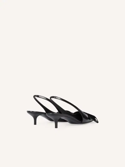 Courrèges 45mm Fold Leather Slingback Pumps In Black