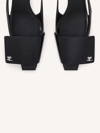 Courrèges 45mm Fold Leather Slingback Pumps In Black