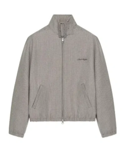 Courrèges Courreges Buckle Houndstooth Bomber Jacket Women In Gray