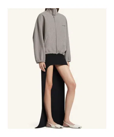 Courrèges Courreges Buckle Houndstooth Bomber Jacket Women In Gray
