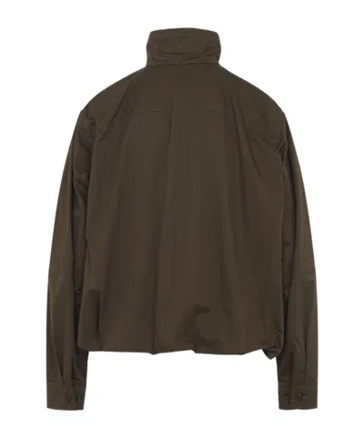 Lemaire Soft Pleated Buttoned Jacket In Brown