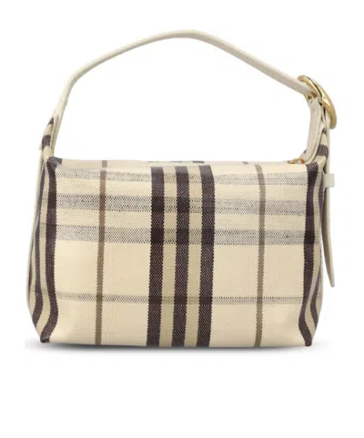 Burberry Canvas Shoulder Bag Check Pattern Hardware In Brown