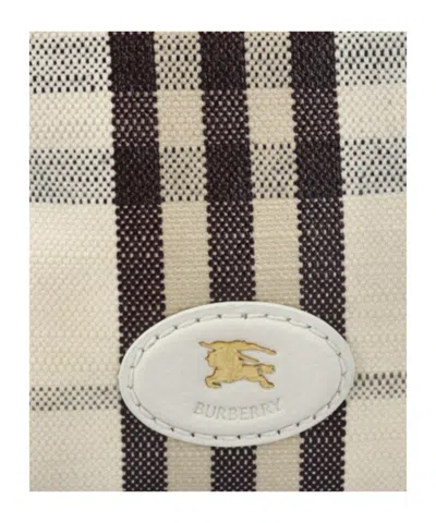 Burberry Canvas Shoulder Bag Check Pattern Hardware In Brown