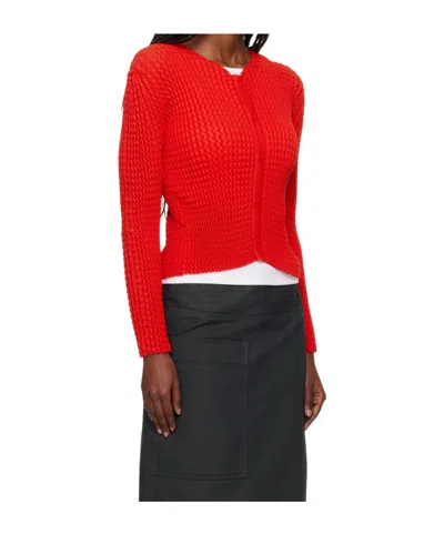 Issey Miyake Button-down Long-sleeved Knitwear In Red