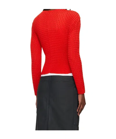 Issey Miyake Button-down Long-sleeved Knitwear In Red