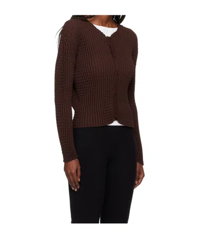 Issey Miyake Button-down Long-sleeved Knitwear In Brown