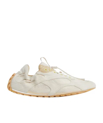Bottega Veneta Orbit Suede Mesh Low-top Sneakers In White