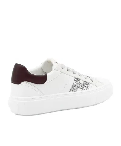 Hogan Crosswind Nappa Leather And Suede Sneakers With Glitter H Detail In White