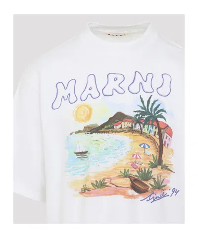 Marni Coastal-scene T-shirt In White