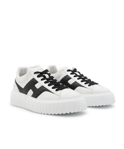 Hogan H-stripes Low-top Sneakers With Smooth Leather Upper In White