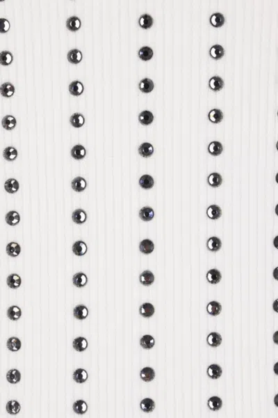 Attico Ribbed Jersey Tank Top With Rhinestones In White