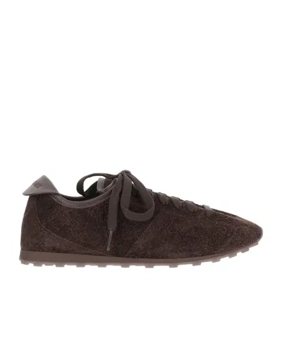 Jacquemus The Tennis Leather-trimmed Suede Sneakers In Brown
