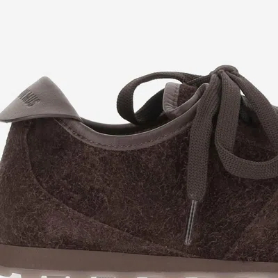 Jacquemus The Tennis Leather-trimmed Suede Sneakers In Brown