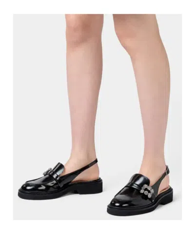 Roger Vivier Viv Rangers Crystal-embellished Leather Slingback Loafers In Black