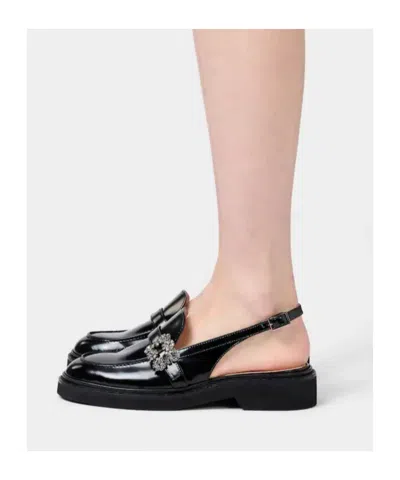 Roger Vivier Viv Rangers Crystal-embellished Leather Slingback Loafers In Black