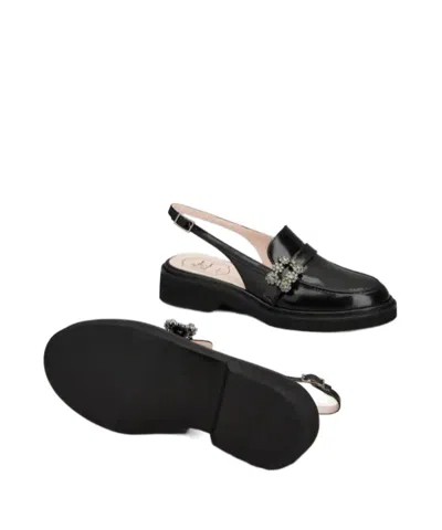 Roger Vivier Viv Rangers Crystal-embellished Leather Slingback Loafers In Black