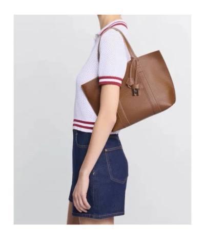 Hogan Script Shopping Bag Small In Brown
