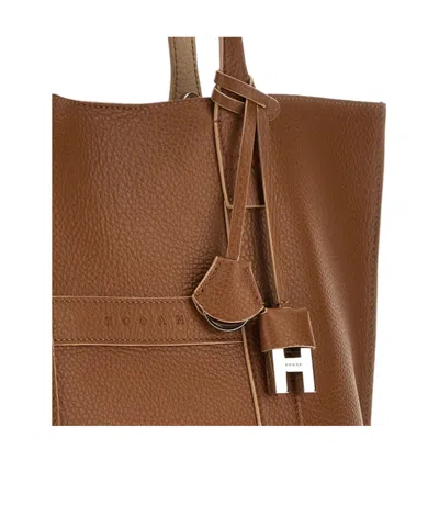 Hogan Script Shopping Bag Small In Brown