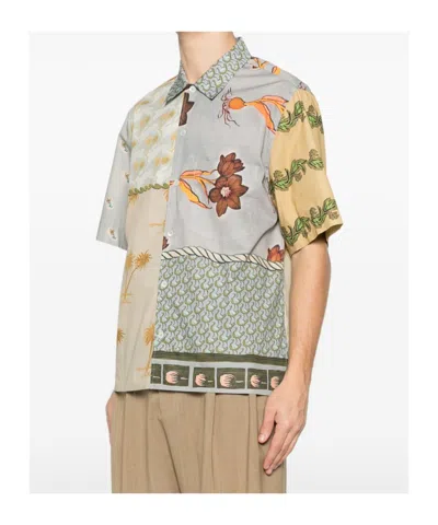 Paul Smith Textile Patchwork Muted Tones Casual Shirt In Multi