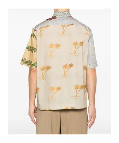 Paul Smith Textile Patchwork Muted Tones Casual Shirt In Multi