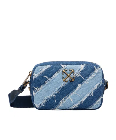 Off-white Patchwork Denim Shoulder Bag In Blue