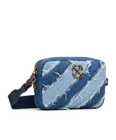 Off-white Patchwork Denim Shoulder Bag In Blue