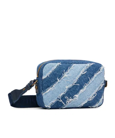 Off-white Patchwork Denim Shoulder Bag In Blue
