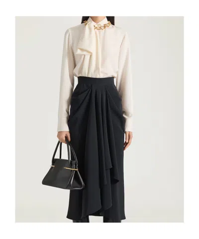 Givenchy Long Sleeve Blouse Draped Bow Detail In Neutral