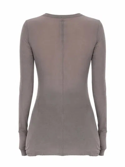 Rick Owens Grey Solid Round Neck T-shirt In Gray