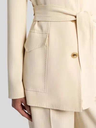 Etro Belted Field Jacket In White