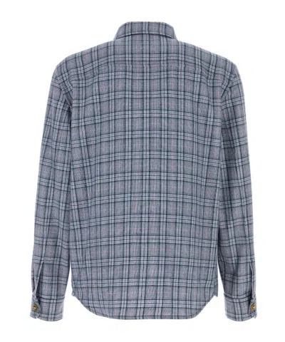 Versace Wool Shirt Featuring Embroidery Button Cuffs In Blue