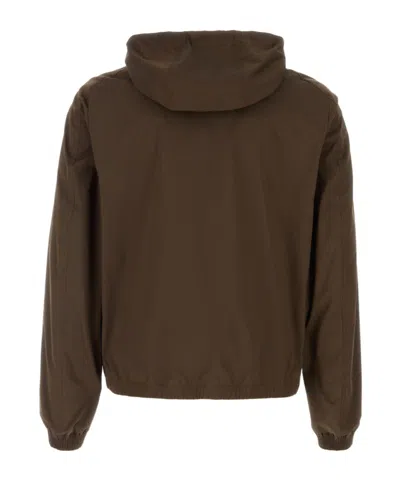 Moorer Stretch Polyester Albori Jacket Hood And Pockets In Brown