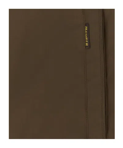 Moorer Stretch Polyester Albori Jacket Hood And Pockets In Brown